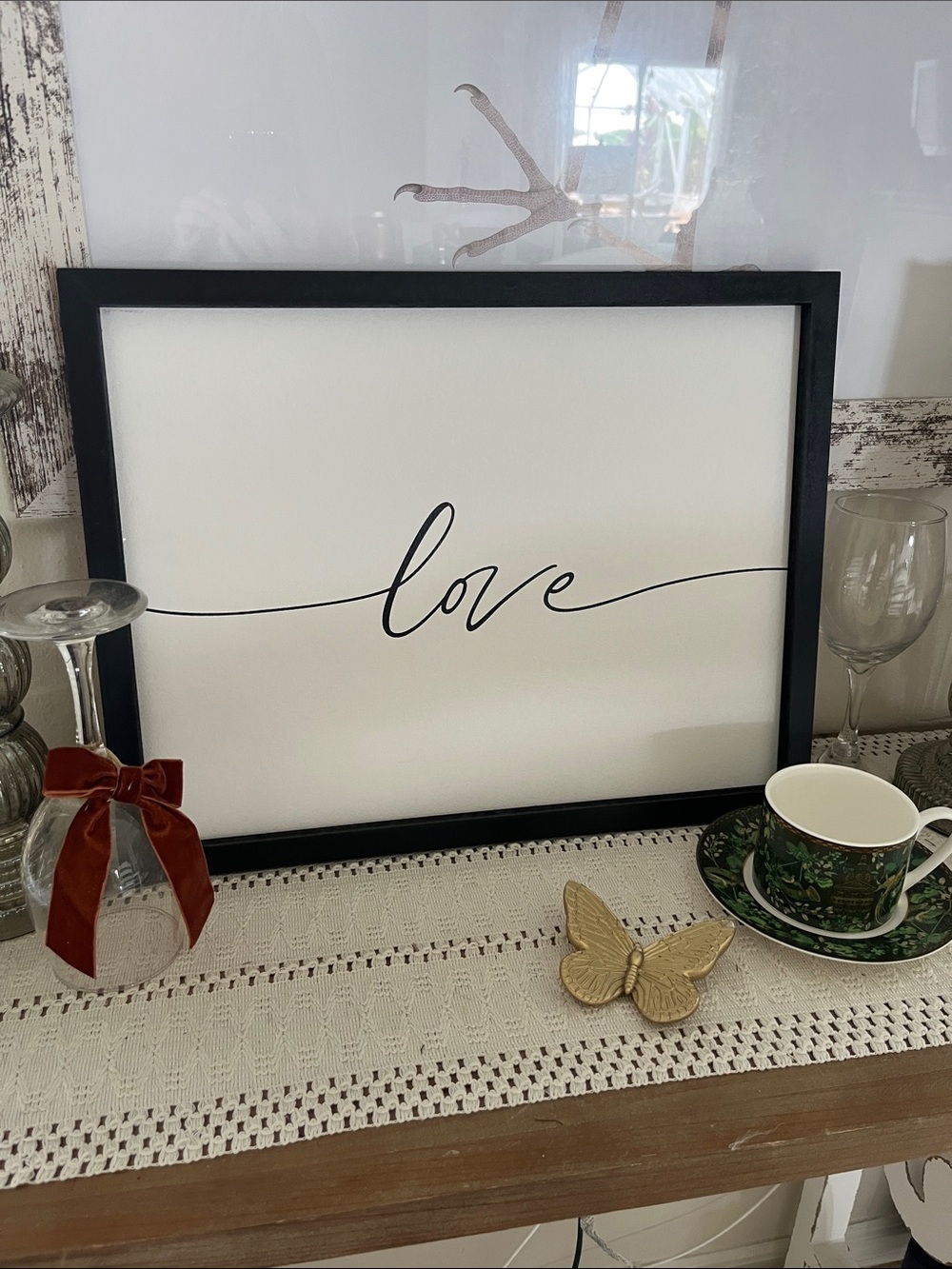 Love Script Framed Wall Art - Black